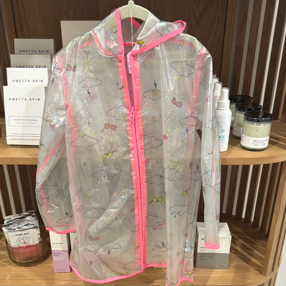 Billieblush Transparent Raincoat with Pink Trim